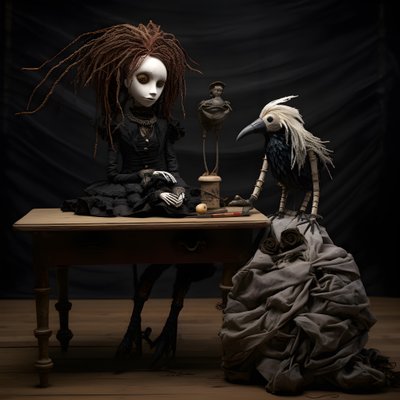 A Large Doll on a Table with a Skeleton on It 2 by Kurt Heppke