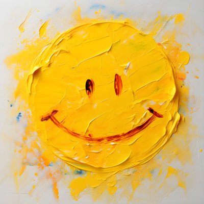 Yellow Smiley Face Painted in Impasto 1 by Kurt Heppke