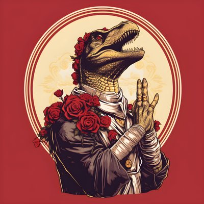 Killer Queen Praying T-Rex 1 by Kurt Heppke