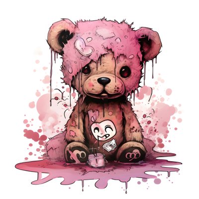 Pink Unisex Teddy with a Brown Tattoo on the Forehead 1 by Kurt Heppke