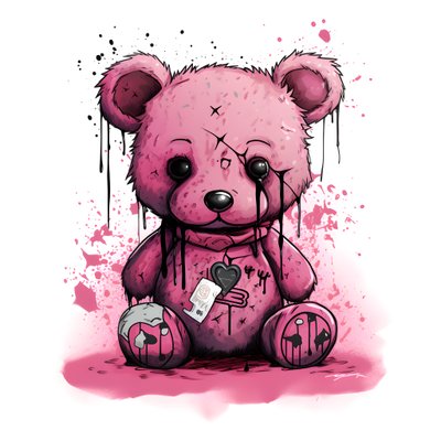 Pink Unisex Teddy with a Brown Tattoo on the Forehead 2 by Kurt Heppke