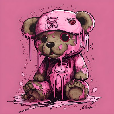 Pink Unisex Teddy with a Brown Tattoo on the Forehead 4 by Kurt Heppke