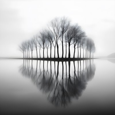 Black and White Photos of Trees on the Water 3 by Kurt Heppke