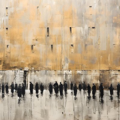 Black and White Clothed People Praying Facing the Wall 1 by Kurt Heppke