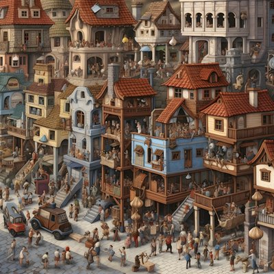 Town with many people by Kurt Heppke