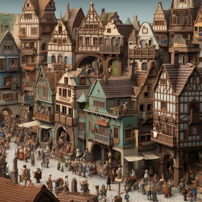 Town with many people by Kurt Heppke