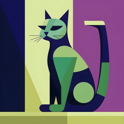 To Create a Striking Contrast, Silver Cat Sits in the Style of Modernist Clear Lines 2 by Kurt Heppke