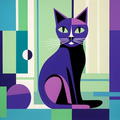 To Create a Striking Contrast, Silver Cat Sits in the Style of Modernist Clear Lines 3 by Kurt Heppke