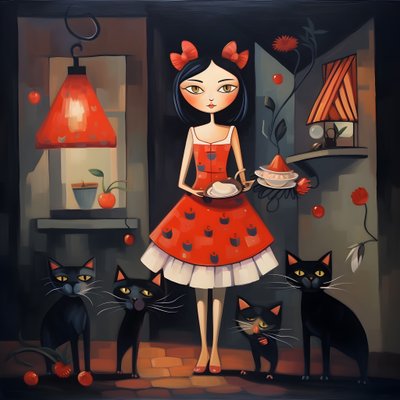 Crazy Cat Woman in a Dress 1 by Kurt Heppke