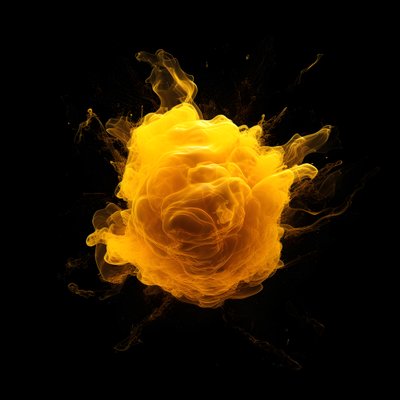 Yellow Blob of Energy with Black Background by Kurt Heppke