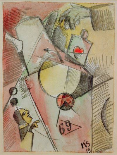 N Watercolor 1. (The Heart Goes from Sugar to Coffee) by Kurt Schwitters