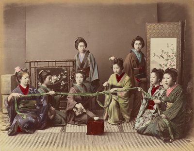 Japanese Girl Playing Game by Kusakabe Kimbei