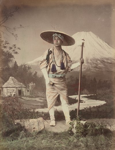 Pilgrim Going Up Fujiyama by Kusakabe Kimbei
