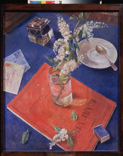Branch of Bird Cherry in a Glass by Kuzma Sergeevich Petrov Vodkin