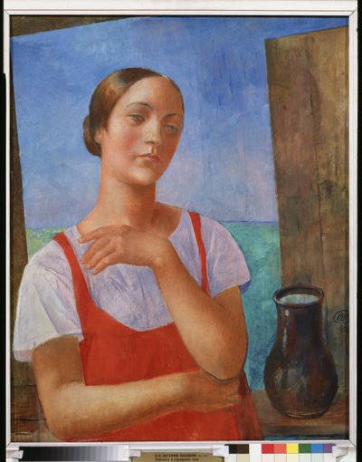 Young Woman in Summer Dress by Kuzma Sergeevich Petrov Vodkin
