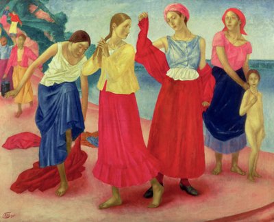 Young Women on the Volga by Kuzma Sergeevich Petrov Vodkin