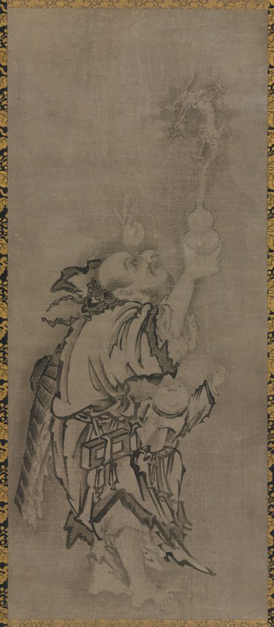 Hotei with Daoist Immortals: Immortal with Gourd and Dragon by Kyūseki Tomonobu