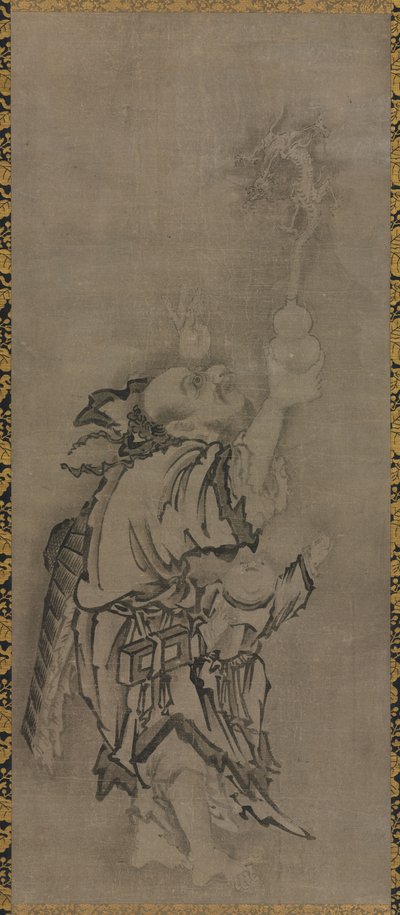 Hotei with Daoist Immortals: Immortal with Gourd and Dragon by Kyūseki Tomonobu