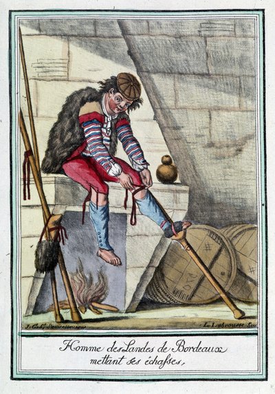Man of the Bordeaux Moors putting on his stilts by L.F. Labrousse