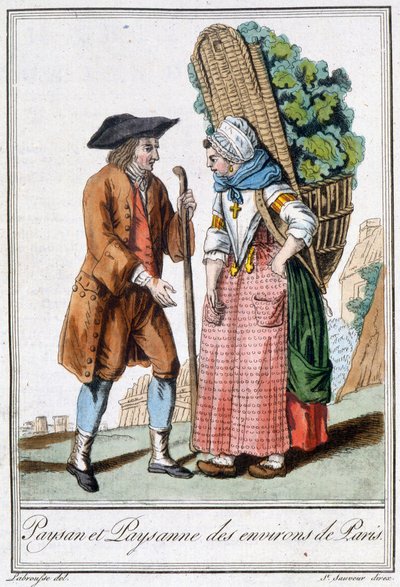 Peasant and Peasant of Paris - in Encyclopedia of Travels by J. Grasset St Sauveur, Deron, Paris by L.F. Labrousse