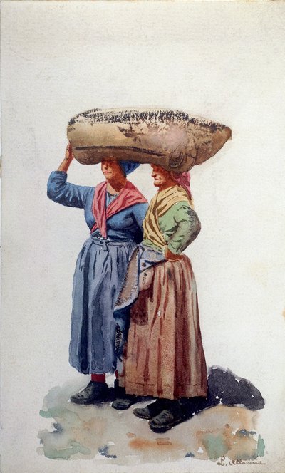 Two women dock workers at Genoa port, c.1890 by L. Allavena