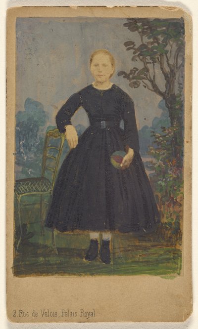 Unidentified Young Woman Standing, Holding a Ball by L. Laporte