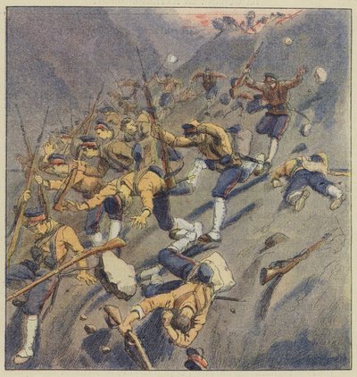 The Russians Repel the Japanese in the Miaoline Pass by L. Malespine