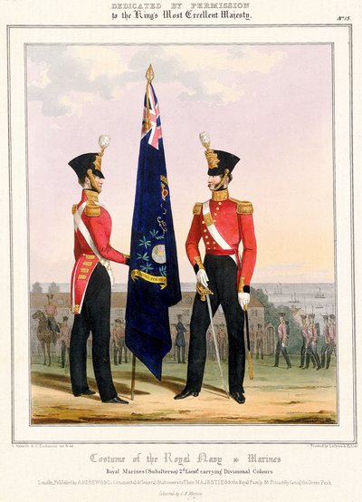 Costume of the Royal Navy & Marines. Royal Marines (Subalterns) 2nd Lt., c.1832 by L. and Eschauzier St. Mansion