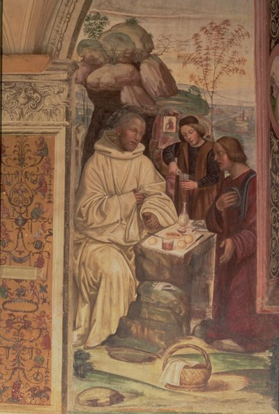 St. Benedict against a Landscape (detail) by L. and Sodoma, G. Signorelli