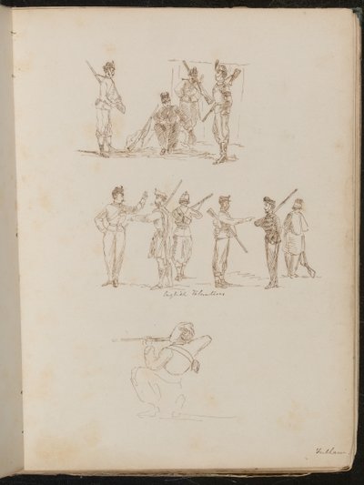 Studies of Groups of Soldiers with Weapons at Ease Inscribed 