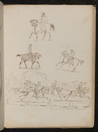 Studies of Soldiers on Horseback, the Group Scene is Inscribed 