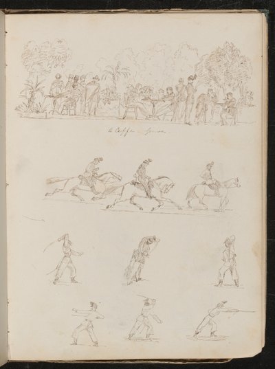 Eight Studies of Soldiers, Including Soldiers at an Outdoor Café by Lady Butler