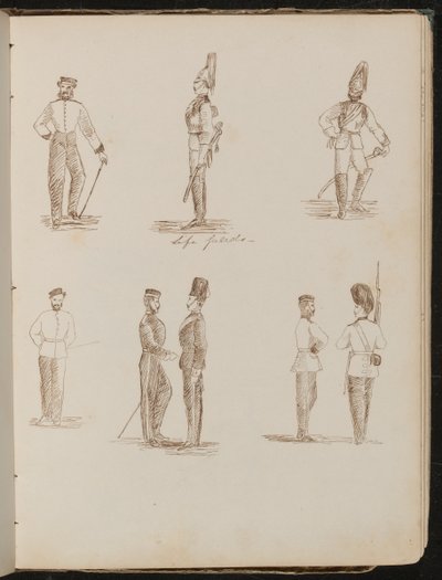 Eight Studies of Standing Soldiers in Uniform by Lady Butler