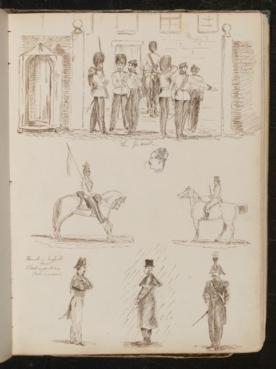 Study of "the Guards", Two Studies of Soldiers on Horseback, Three Studies of French, English and Piedmontese Policemen by Lady Butler