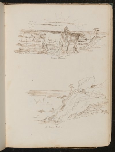 Study of two horses in landscape inscribed 