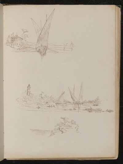 Three Studies of Ships, Boats and Coastal Landscape by Lady Butler