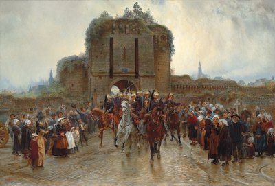 To the Front: French Cavalry Leaving a Breton City on the Declaration of War by Lady Butler