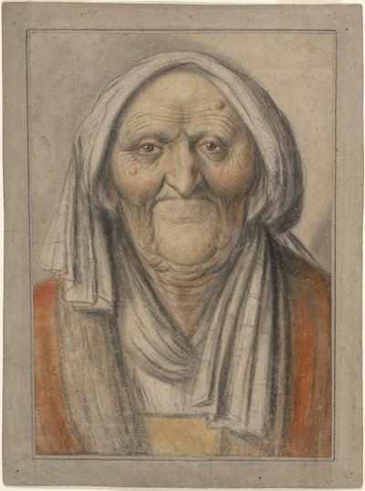 Bust of an Old Woman Wearing a Head Scarf by Lagneau