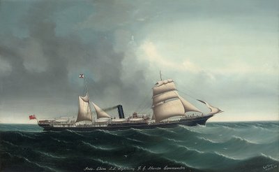 The Indo-China Steamship Lightning Under Sail and Steam, 1892 by Lai Fong