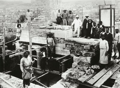 Arthur Evans during the reconstruction of the Minoan Palace by Amadeo (after) Modigliani