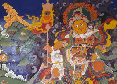 Fresco depicting colorful deities, Lamayuru Buddhist Monastery, Himalayas, Ladakh district, Jammu and Kashmir, India by Amadeo (after) Modigliani