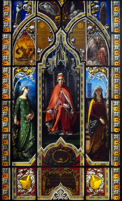The triumph of Dante (1851), stained-glass window by Giuseppe Bertini, Poldi Pezzoli Museum, Milan, Lombardy, Italy by Amadeo (after) Modigliani