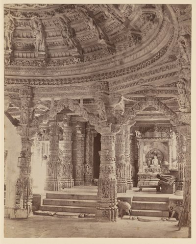 Interior of Delwara Temple Showing Pillars and Roof Dome, Mount Abu by Lala Deen Dayal