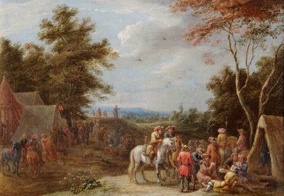 An Encampment with Soldiers Playing Cards, c. 1660 by Lambert de Hondt