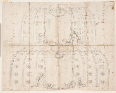 Frederiksborg Castle, Audience Hall. Two Different Drafts for Ceiling Decoration for the Dome by Lambert van Haven