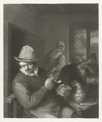 Tavern Scene with Man Filling a Pipe by Lambertus Antonius Claessens