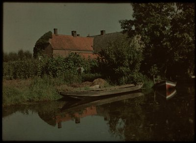 Blikkenburgervaart, Zeist, with Boats and Farmhouse (possibly Willem Emelaar Sr) by Lambertus Hendrik van Berk