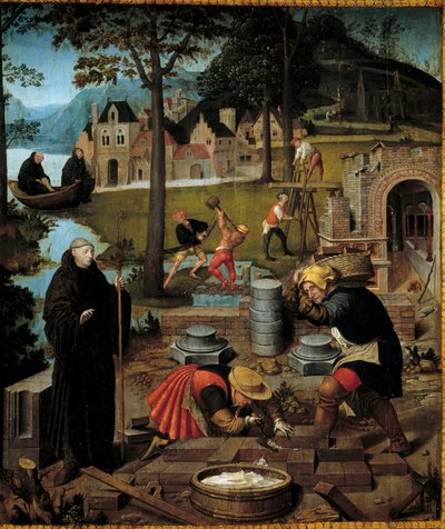 Legend of Saint Bertin: The Abbot Saint Bertin of Sithiu Directs the Construction of the Monastery of Sithiu in Saint Omer (detail) by Lancelot Blondeel