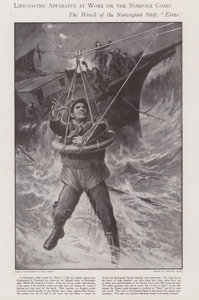 Life-saving apparatus at work on the Norfolk coast by Lancelot Speed