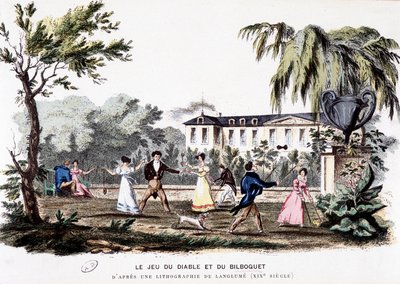 Ancient games: The game of the devil (diabolo) and the bilboquet, based on a lithograph of Langlumé by Langlume Langlume